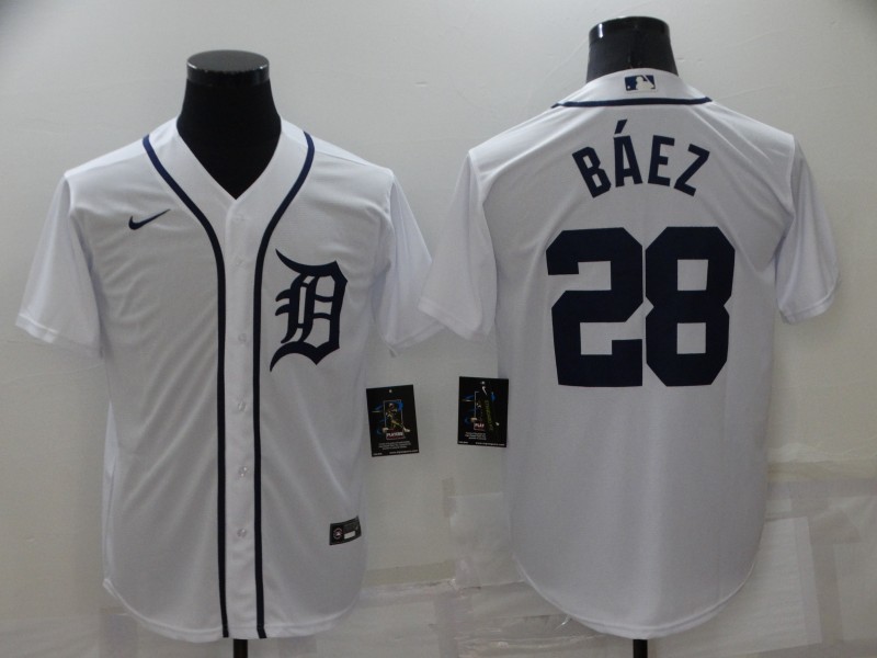 Men's Detroit Tigers Javier Baez #28 White Baseball Jersey